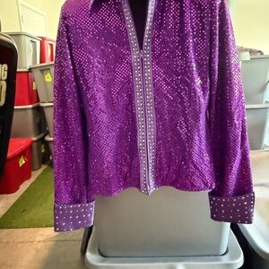 Purple Sequin Zip-Up Shirt p72